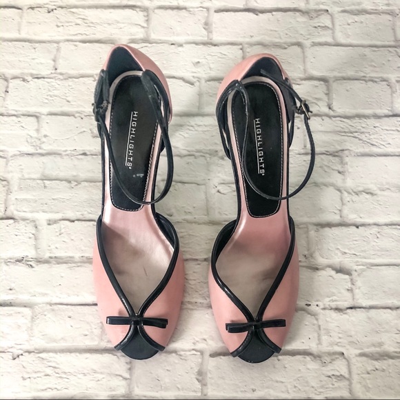 Pink & Black Peep Toe Heels - Picture 7 of 7